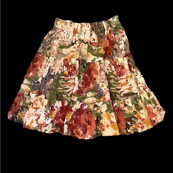 Vintage Via Max Fall Florals Mini Skirt Elastic Waistband Belt Loops Sz M - Picture 1 of 8
